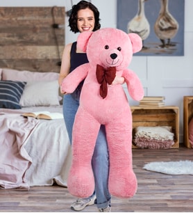 130 Cm Papyonlu Büyük Ayıcık (%100 Yerli ) (Pembe)