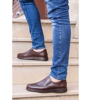 FAST STEP Hakiki Deri Ortopedik Erkek Casual Ayakkabı 815MA1301 (KAHVE)