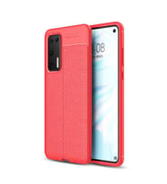Huawei P40 Kılıf Zore Niss Deri Desenli Silikon Kılıf (Kırmızı)