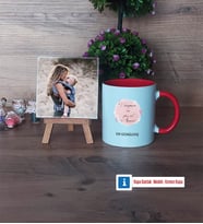Anneye Doğum Günü Hediyesi Fotoğraflı Dekoratif Taş, Kupa Bardak Beyaz Hediye (Model 2)
