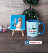 Göz Doktoru Fotoğraflı Dekoratif Taş, Kupa Bardak Beyaz Hediye (Model 4)