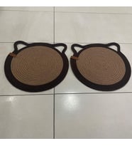 Kedi Evcil Hayvan Mama Paspası / Pamuk Ip Hasır Kedi Mama Altlığı (Açık Kahverengi)
