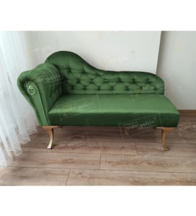 Dekoratif Bihter Koltuk Josefin Puf 130 cm Gold Ayak (Yeşil)