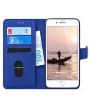 Microsonic Apple iPhone SE 2020 Kılıf Fabric Book Wallet (Lacivert)