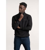FBI Fermuarlı Dik Yaka 3 İplik İçi Şardonlu Slimfit Sweatshirt (Siyah)