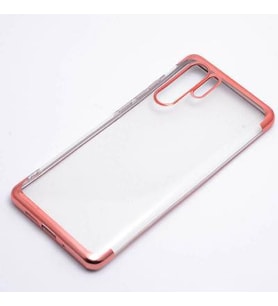 Huawei P30 Pro Kılıf İnce Köşeleri Renkli Şeffaf Silikon (Rose)
