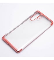 Huawei P30 Pro Kılıf İnce Köşeleri Renkli Şeffaf Silikon (Rose)