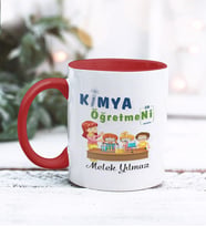 Kimya Öğretmeni Tasarımlı Kişiye Özel Kupa Bardak (Kırmızı)