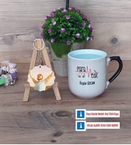 Paramedik Kupa Bardak Beyaz ve Fotoğraflı Ahşap Anahtarlık Hediye (Model 10)