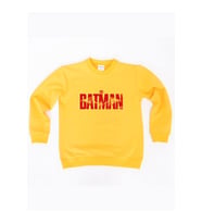 Batman baskılı pamuklu kumaş çocuk sweatshirt (Sarı)