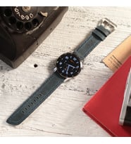 vagave Huawei Watch Crazy Oval Uçlu Deri Kordon Gt / Gt2 / GT2E / GT2PRO / Gt3 / Gt3 Pro 46MM - 22MM İsme Özel (Mavi)