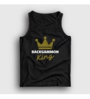 Presmono Unisex Beyaz Backgammon King Tavla Kralı Oyun Atlet 416282tt (Siyah)