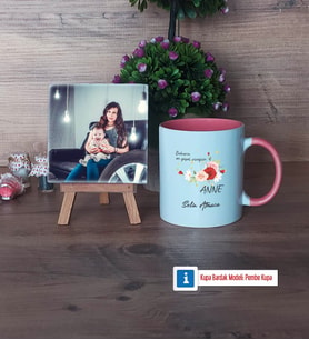 Anneye Hediye Fotoğraflı Dekoratif Taş, Kupa Bardak Beyaz Hediye (Model 6)