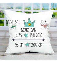 Kişiye Özel Baskılı Hoşgeldin Bebek Tasarımlı Yastık (Mavi)