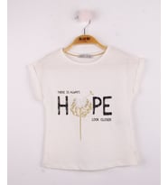 Toontoy Kız Çocuk Hope Baskılı Tişört (Ekru)
