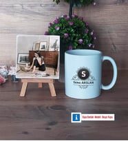 Baş Harf ve İsim Soyisim Fotoğraflı Dekoratif Taş, Kupa Bardak Beyaz Hediye (Model 1)