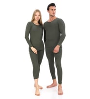 Günlük Fanila Alt Üst Takım Terletmeyen Pamuklu Likralı Sıcak Tutan Kışlık İçlik Termal Unisex (Haki)