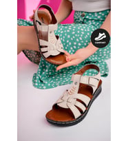 Muggo Kadın Garantili Günlük Ortopedik Kaymaz Taban Comfort Rahat Sandalet (Pudra)