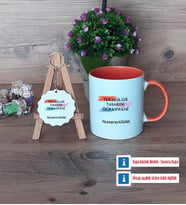 Teknoloji ve Tasarım Öğretmeni Kupa Bardak Kırmızı ve Ahşap Anahtarlık Hediye (Model 12)