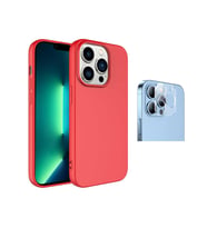 Vendas iPhone 14 Pro Max Uyumlu (14 Pro Max) W-Lansman Serisi İçi Kadife İpek Dokulu Lansman Kılıf + Kamera Lens Koruyucu (Kırmızı)