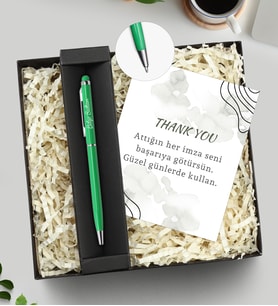 Hediye Kutusunda Kişiye Özel Touch Pen (Yeşil)