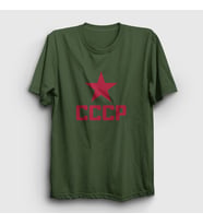 Presmono Unisex Sarı Red CCCP Sovyetler Birliği T-Shirt 267321tt (Haki)