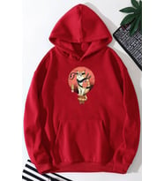 Unisex Shinobi Kedi Baskılı Sweatshirt (A.Kırmızı)
