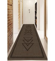 Dijital Baskılı Kaymaz Taban Yıkanabilir Modern Yolluk Ve Koridor Halısı NDU-SD-1063 (Kahverengi)