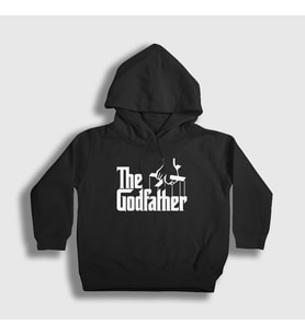 Presmono Unisex Çocuk Beyaz Logo Film Baba The Godfather Kapüşonlu Sweatshirt 251811tt (Siyah)