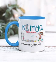 Kimya Öğretmeni Tasarımlı Kişiye Özel Kupa Bardak (Mavi)