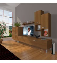 Decoraktiv Eko 6DA Slm Std Krom Ayaklı Tv Ünitesi Tv Sehpası (Ceviz)