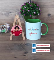 Psikiyatrist Kupa Bardak Beyaz ve Fotoğraflı Ahşap Anahtarlık Hediye (Model 14)