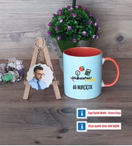 Muhasebeci Kupa Bardak Beyaz ve Fotoğraflı Ahşap Anahtarlık Hediye (Model 13)