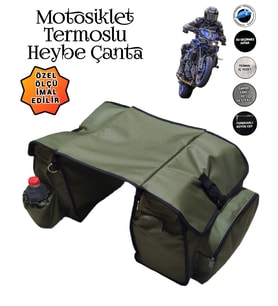 MOTOSİKLET HEYBE ÇANTASI TERMAL TERMOSLU CEPLİ (Haki)