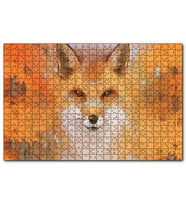 Cakapuzzle Kahverengi Beyaz Tilki ve Arkaplanda Ağaçlar  Puzzle Yapboz MDF (Ahşap) (500 Parça)