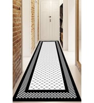 Dijital Baskılı Kaymaz Taban Yıkanabilir Modern Yolluk Ve Koridor Halısı NDU-HS-416 (Beyaz)