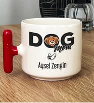 Kişiye Özel Dog Mom Hediye T Kupa Bardak Köpek Annesi (Kırmızı)