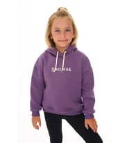 Toontoy Kız Çocuk Kapüşonlu Natural Nakışlı Sweatshirt (Mor)