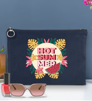 BK Gİft Yaz Temalı-8 Astarlı Portföy Çanta 30x21cm(12 Renk Seçeneği), Baskılı El Çantası, Organizer Çanta (Lacivert)