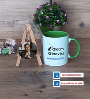 Öğretim Görevlisi Kupa Bardak Beyaz ve Fotoğraflı Ahşap Anahtarlık Hediye Öğretmenler Günü Hediyesi (Model 14)