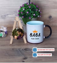 Babalar Günü Hediyesi Kupa Bardak Beyaz ve Fotoğraflı Ahşap Anahtarlık HediyeBabaya Hediye (Model 9)