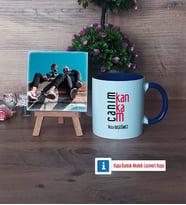 Arkadaşa Hediye Fotoğraflı Dekoratif Taş, Kupa Bardak Beyaz Hediye (Model 3)