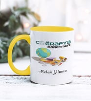 Coğrafya Öğretmeni Tasarımlı Kişiye Özel Kupa Bardak (Sarı)