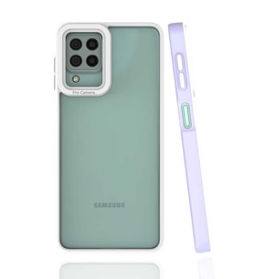 Galaxy A22 4G Kılıf Zore Mima Kenarları Renkli Silikon Kılıf (Lila)