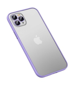 iPhone 12 Pro Kılıf Retro Kenar ve Lens Koruyucu Renkli Kılıf (Lila)
