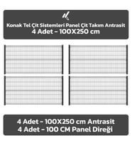 KONAK TEL ÇİT SİSTEMLERİ 4 ADET TAKIM PANEL ÇİT TELİ 100X250 CM (Antrasit)