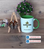 Komando Kupa Bardak Beyaz ve Fotoğraflı Ahşap Anahtarlık Hediye (Model 14)