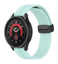 Samsung Galaxy Watch 46mm R800-Watch 3 45mm R840 22mm Uyumlu Coastal Manyetik Tokalı Silikon Kordon (Su Yeşili)