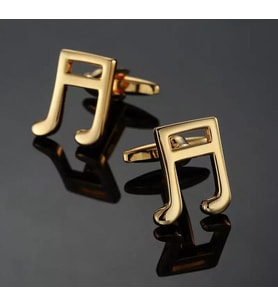 Kişiye Özel 925 Ayar Gümüş Müzik Notası Kol Düğmesi (Gold)