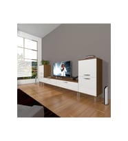 Decoraktiv Eko On2 Slm Std Krom Ayaklı Tv Ünitesi Tv Sehpası (Beyaz - Kahverengi)